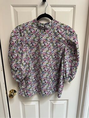 River Island Floral Top With Puff Sleeves